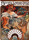 Alphonse Maria Mucha Canvas Paintings - Biscuits Lefevre Utile